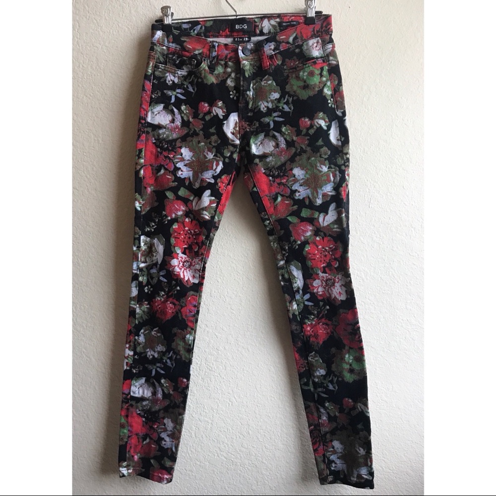 Urban Outfitters BDG Floral Black Denim Pants NWOT